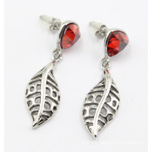 High Quality Stainless Steel Leaf Earrings with Stones